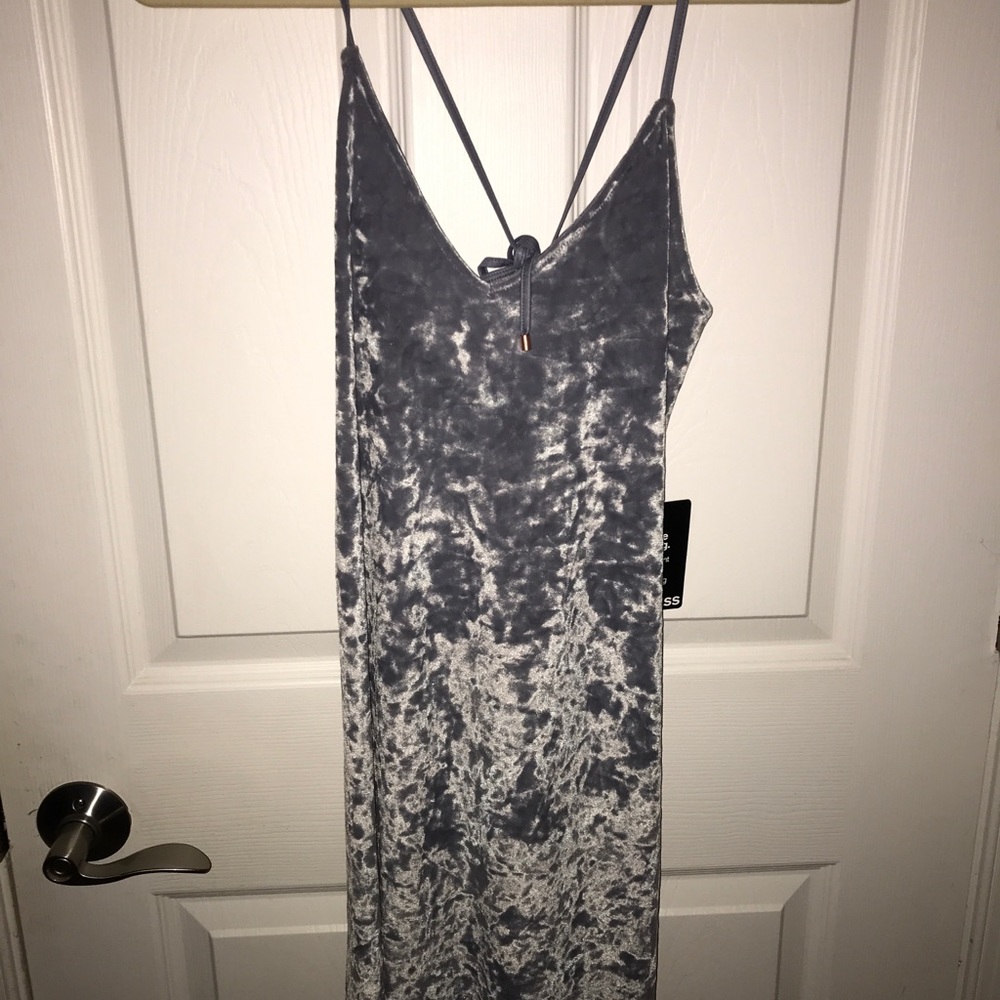 Baby blue velvet mini dress